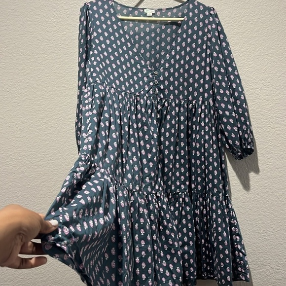 J.Crew Small Floral V-neck Cotton Voile Blue Dress Best Buds Lightwt oversized - Picture 5 of 11